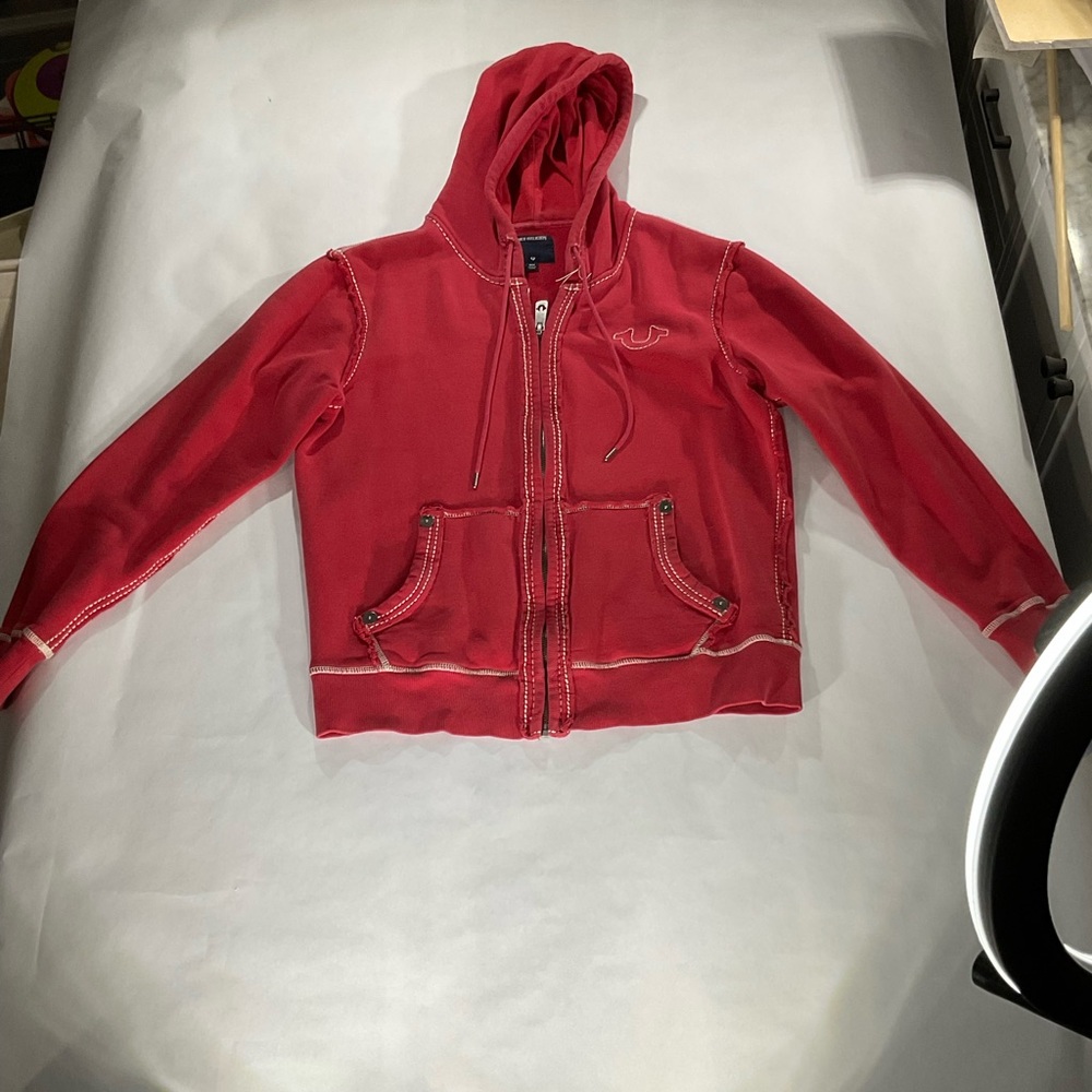True Religion Red zip up hoodie